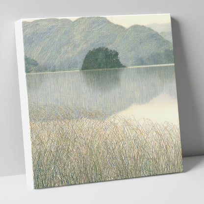 Grasmere Island Through Tall Grasses lake district lake canvas wall art