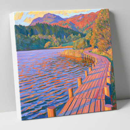 Curving Boardwalk at Tarn Hows lake district lake canvas wall art