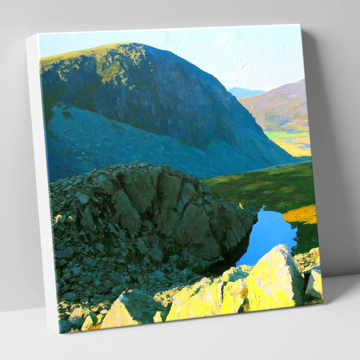 High Crag and Sunlit Tarn lake district fell canvas wall art
