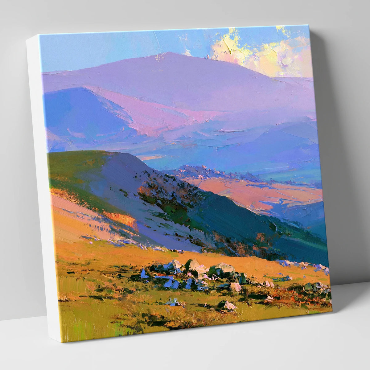 Sunlit Summit and Purple Fells lake district fell canvas wall art
