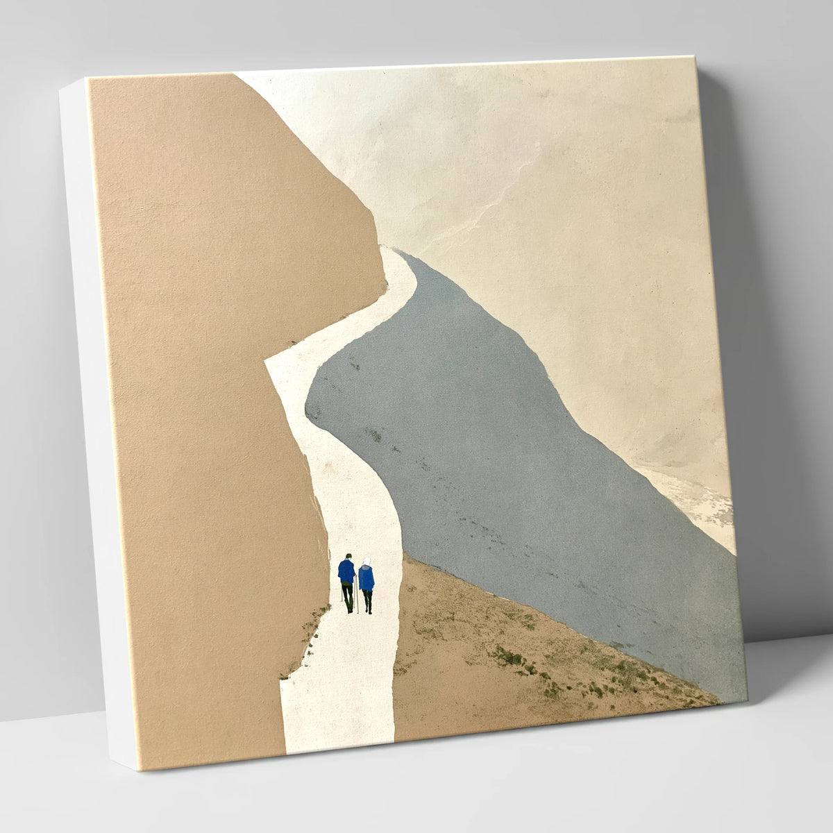 Fell Walkers on the Winding Slate Path lake district walking canvas wall art