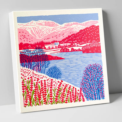Vibrant Grasmere With Pink Fells lake district lake canvas wall art