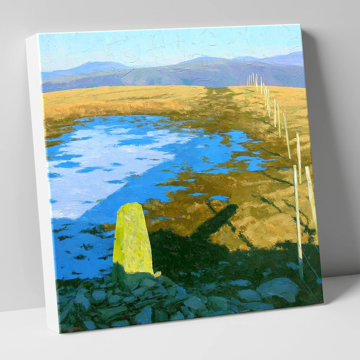 Sunlit Frozen Pool on Ullscarf lake district fell canvas wall art