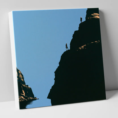 Silhouetted Climbers on Lakeland Crag lake district walking canvas wall art