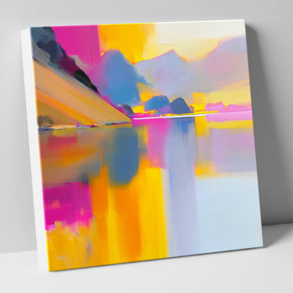 Loweswater Fells in Bold Magenta lake district lake canvas wall art