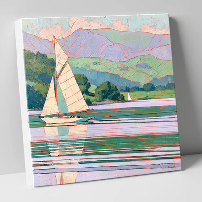 Breezy Sailing on Pastel Waters lake district walking canvas wall art