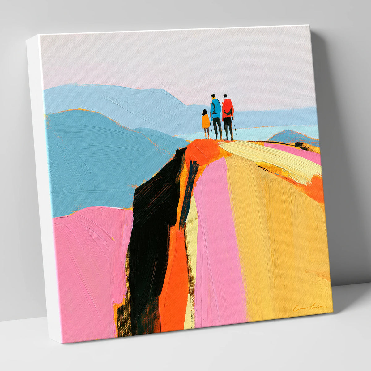 Colourful Fell Top Walkers lake district fell canvas wall art