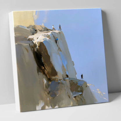 Climbers on a Sunlit Crag lake district walking canvas wall art
