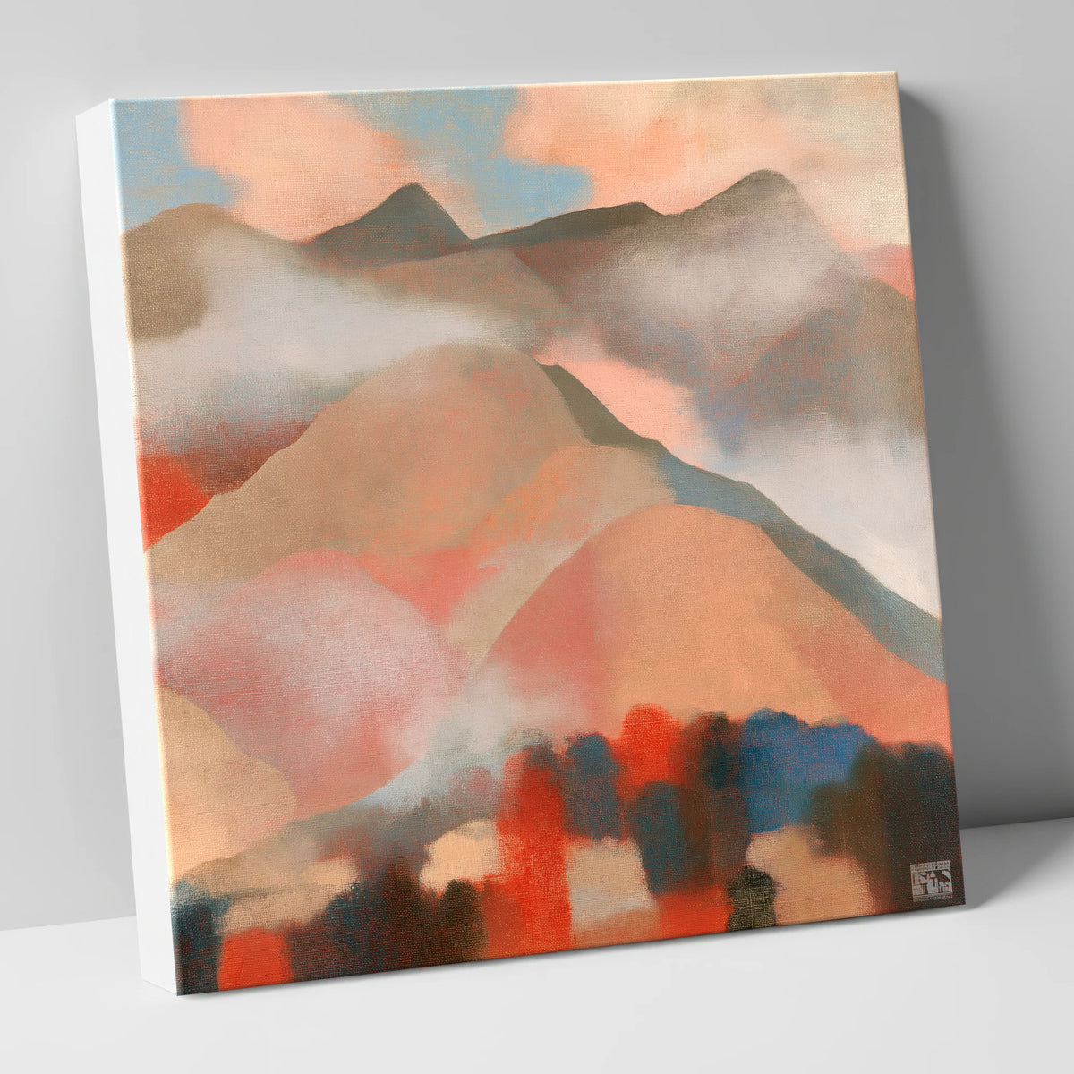 Misty Mountain Ridge In Coral lake district fell canvas wall art