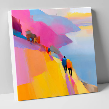 Bright Lakeside Mountain Path lake district walking canvas wall art