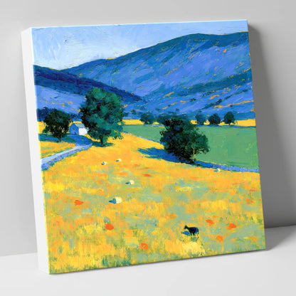 Golden Evening Fells and Pastures lake district sky canvas wall art