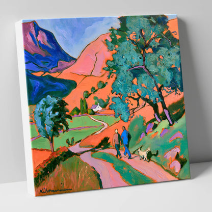 Vibrant Glenridding Dog Walk gifts for dog walkers canvas wall art