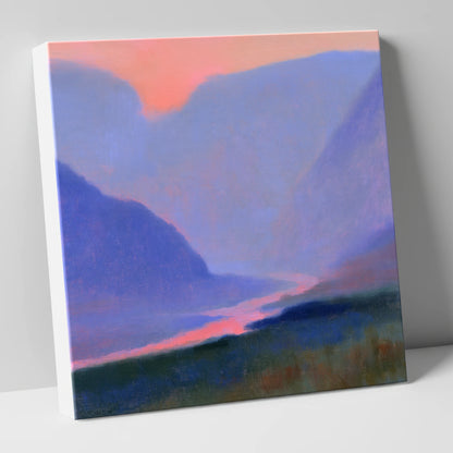 Twilight River Through Indigo Fells lake district waterfall canvas wall art