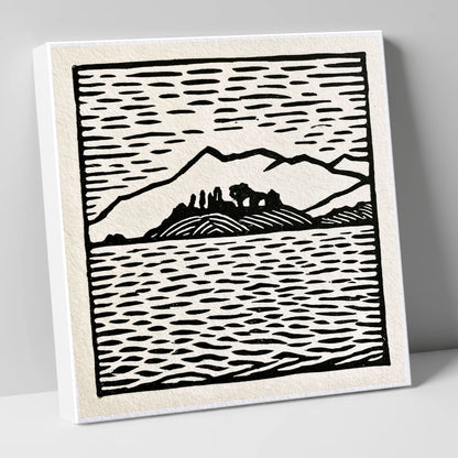 Bold Monochrome Derwentwater Island lake district lake canvas wall art