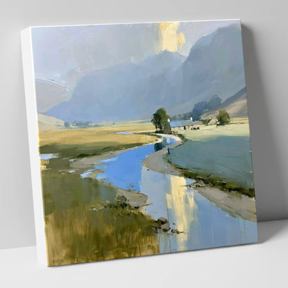 Golden Mist Over the Valley River lake district sky canvas wall art