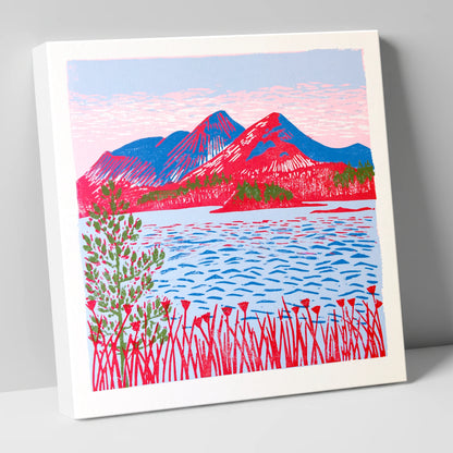Vibrant Catbells Across The Water lake district fell canvas wall art