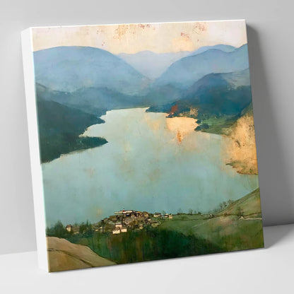 Glenridding and Ullswater in Gold lake district village canvas wall art