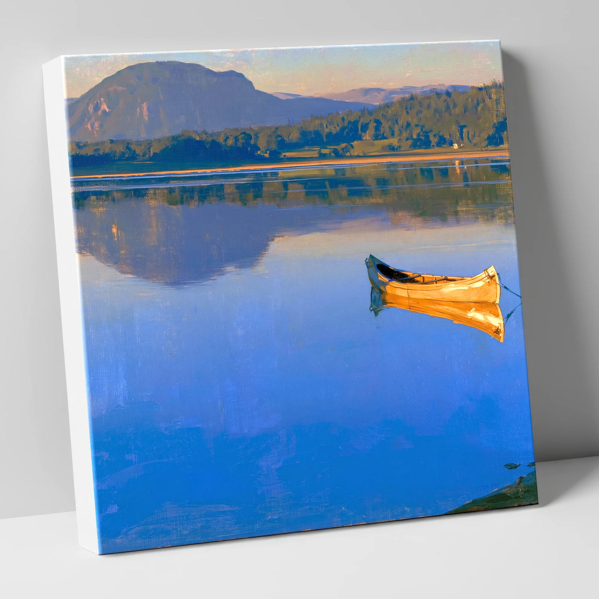 Sunlit Canoe on Lake Windermere lake district lake canvas wall art