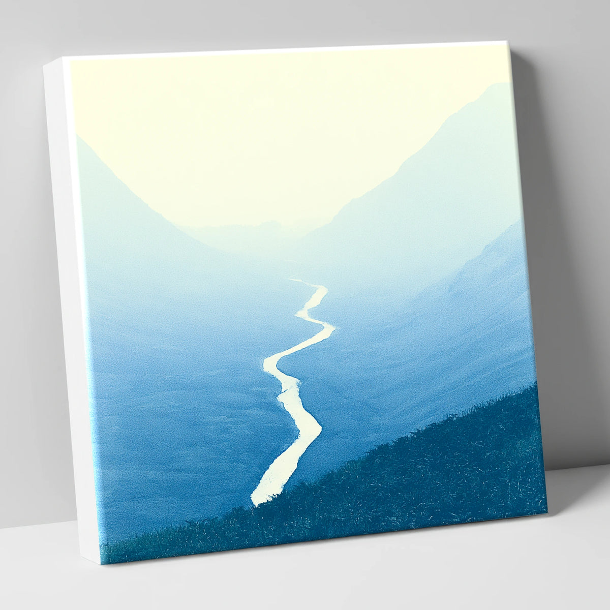 Blue Valley Winding River lake district waterfall canvas wall art