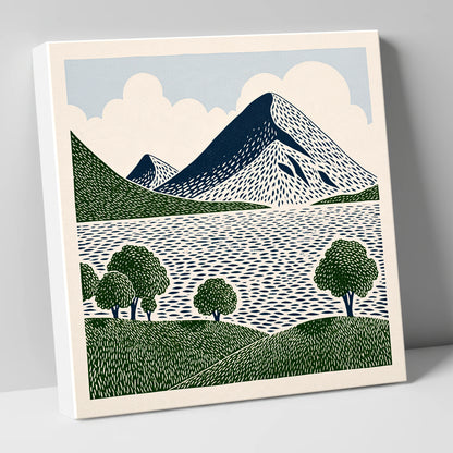 Graphic Fells Above Crummock Water lake district lake canvas wall art