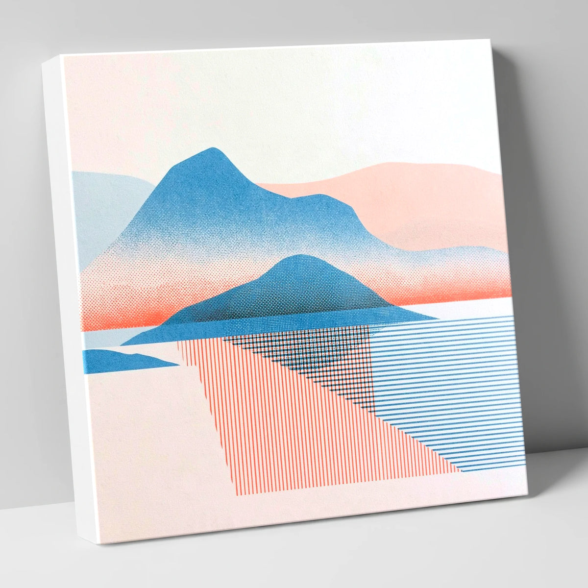 Graphic Catbells In Blue And Coral lake district fell canvas wall art