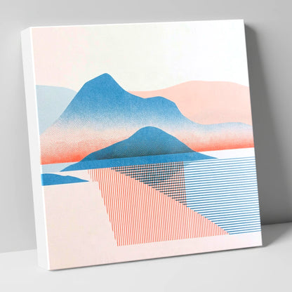 Graphic Catbells In Blue And Coral lake district fell canvas wall art
