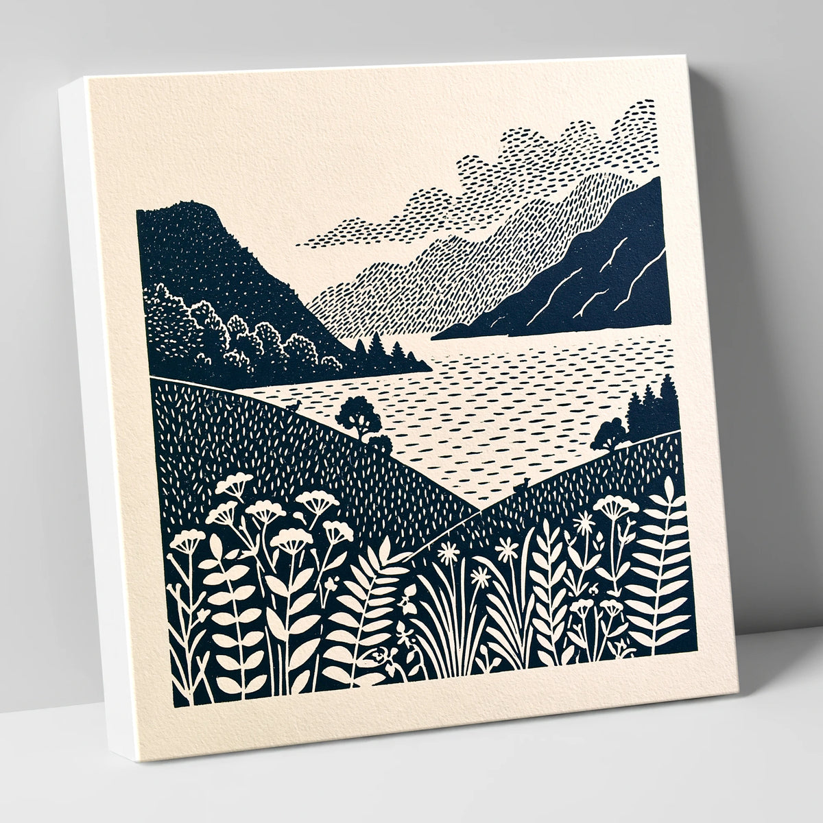 Graphic Ullswater and Layered Fells lake district lake canvas wall art