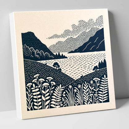 Graphic Ullswater and Layered Fells lake district lake canvas wall art