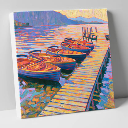 Vibrant Windermere Rowing Boats lake district lake canvas wall art
