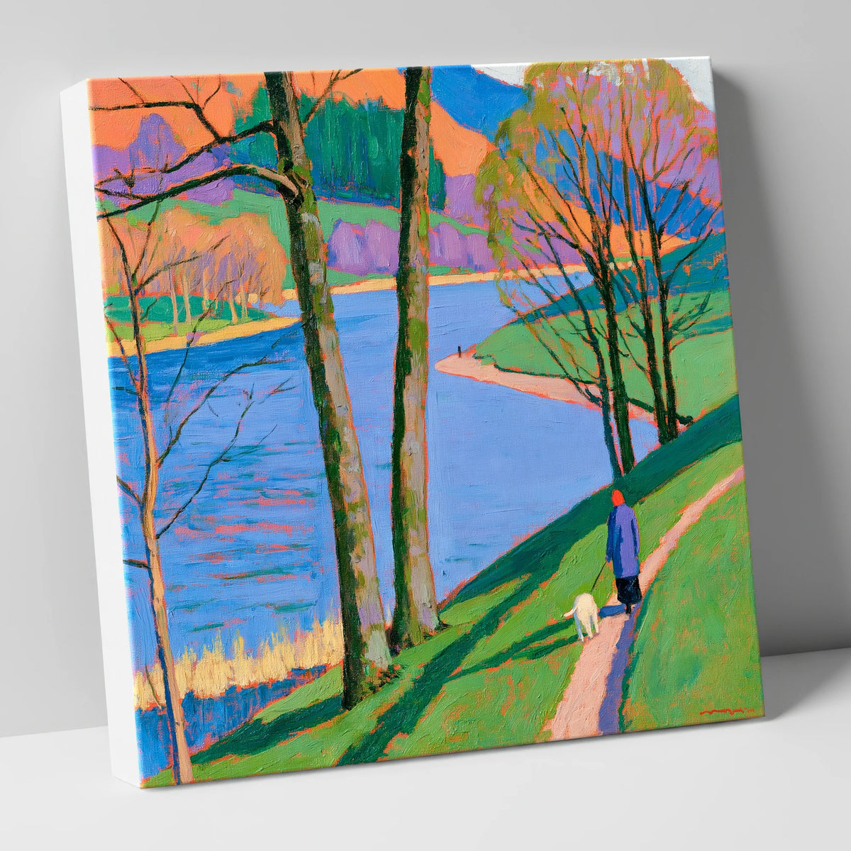 Vivid Lakeside Walk at Grasmere gifts for dog walkers canvas wall art