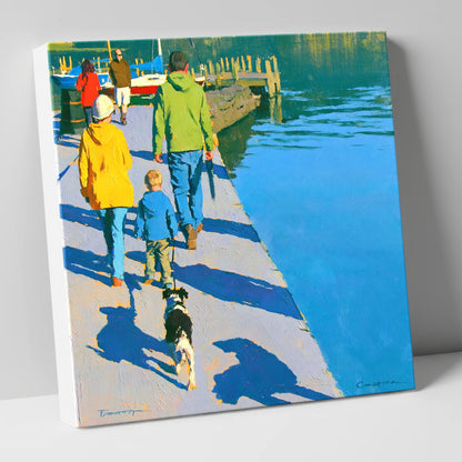 Vibrant Ambleside Family Dog Walk gifts for dog walkers canvas wall art