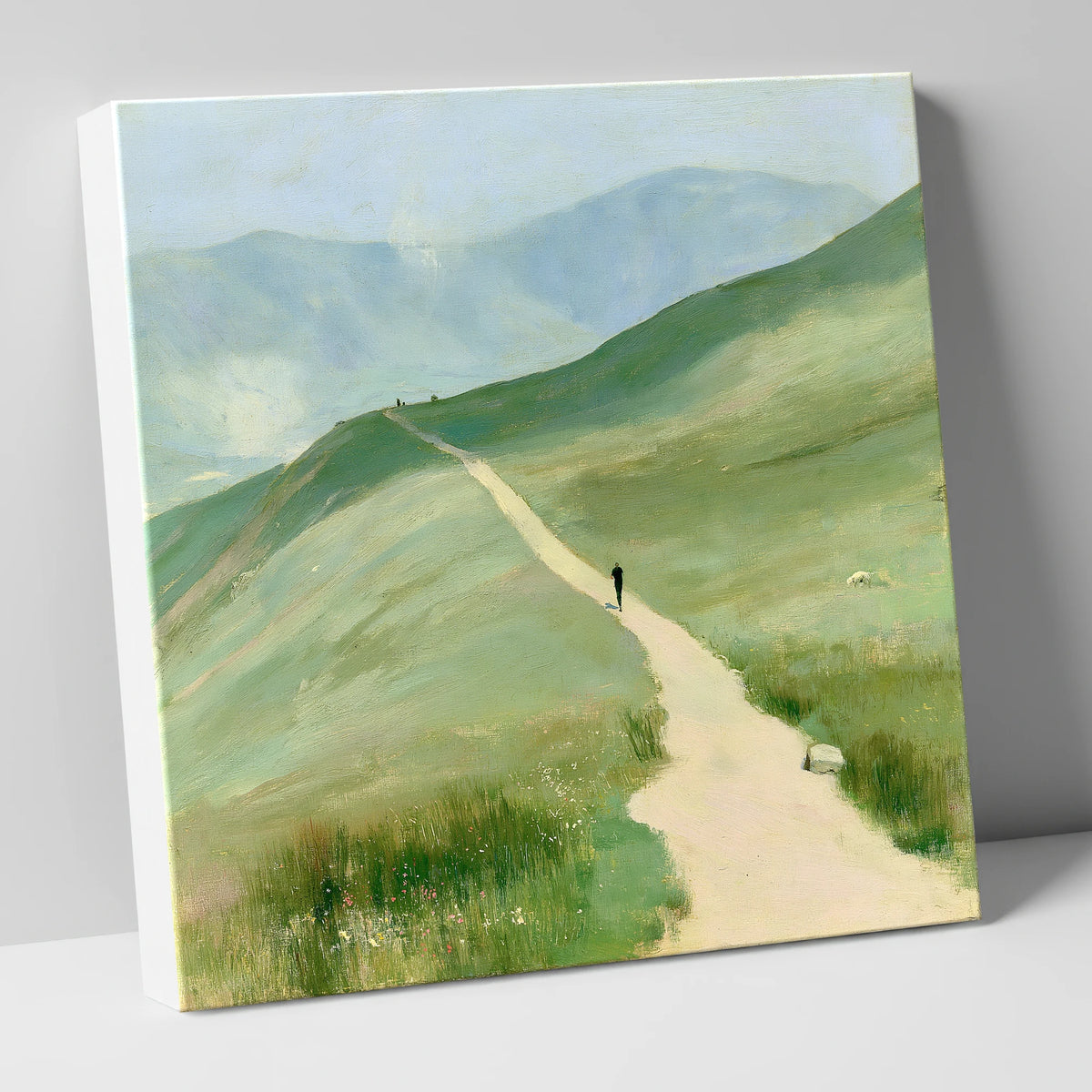 Trail Runner on Helvellyn Path lake district walking canvas wall art