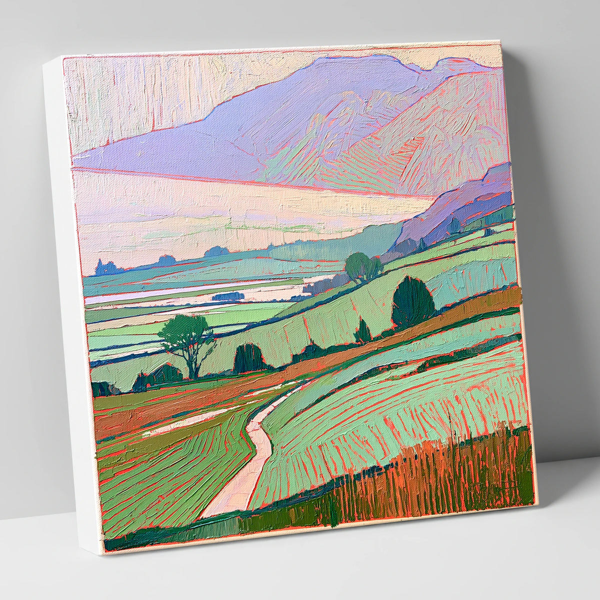 Pastel Mist Over Valley Fields lake district sky canvas wall art