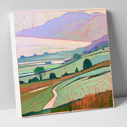 Pastel Mist Over Valley Fields lake district sky canvas wall art