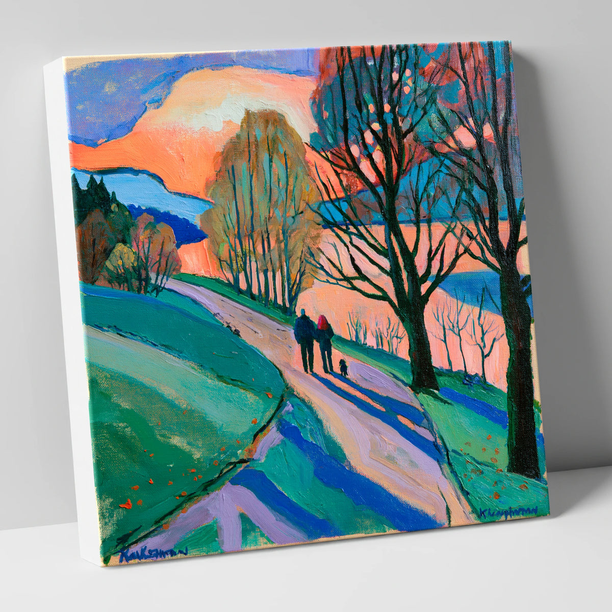 Keswick Sunset Dog Walk gifts for dog walkers canvas wall art