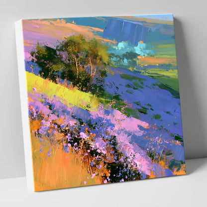 Vibrant Heather Fellside in Bloom flowers & fellsides canvas wall art