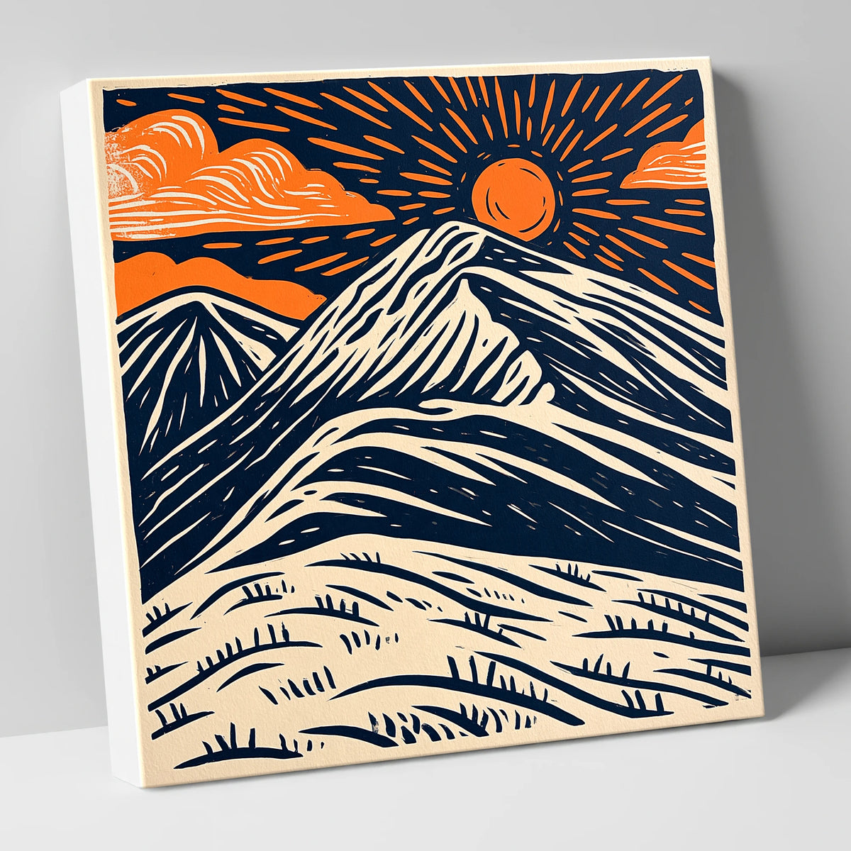 Blencathra With Terracotta Sunburst lake district fell canvas wall art