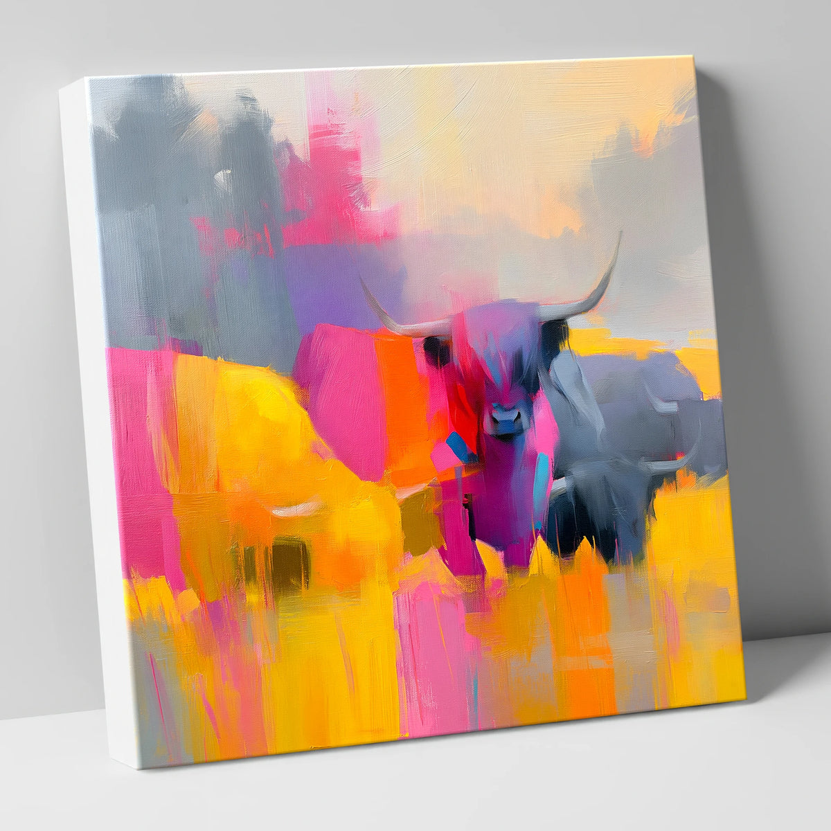 Colourful Highland Cattle Portrait lake district wildlife canvas wall art