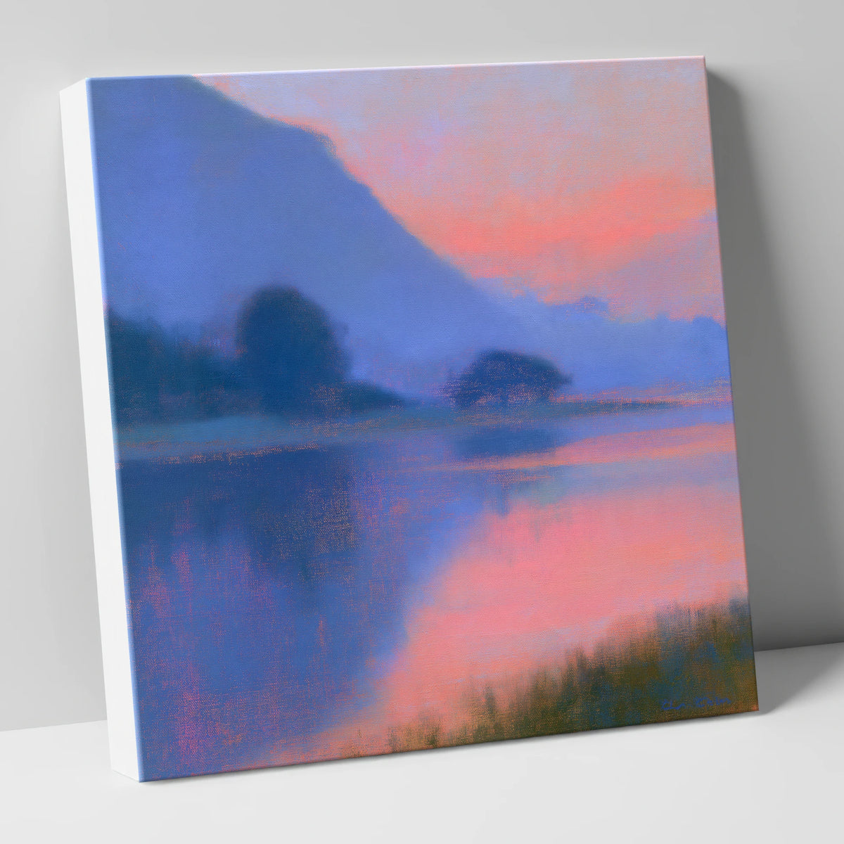 Lake Reflections in Pink Twilight lake district lake canvas wall art