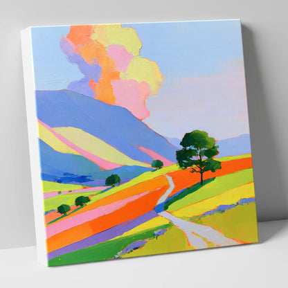 Winding Path Through Colourful Fells lake district fell canvas wall art