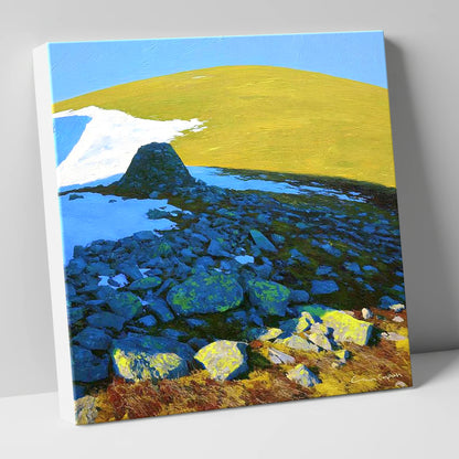 Sunlit Snow on Great Dodd lake district fell canvas wall art
