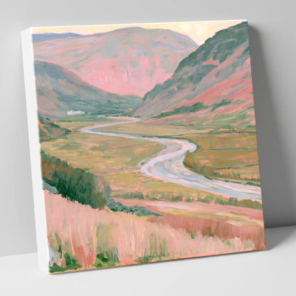 Winding River in Pastel Light lake district waterfall canvas wall art