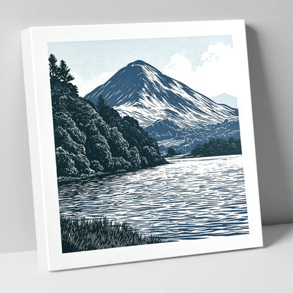 Catbells in Slate and Navy lake district fell canvas wall art