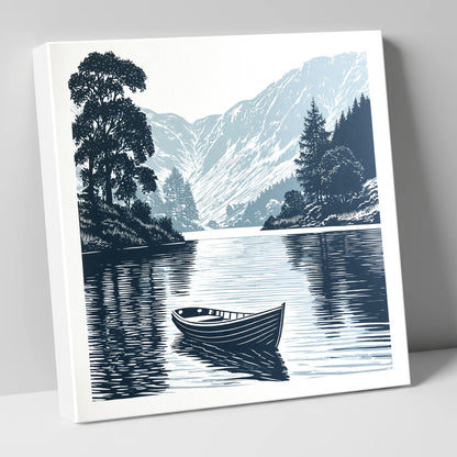 Rowing Boat at Blue Dawn lake district lake canvas wall art