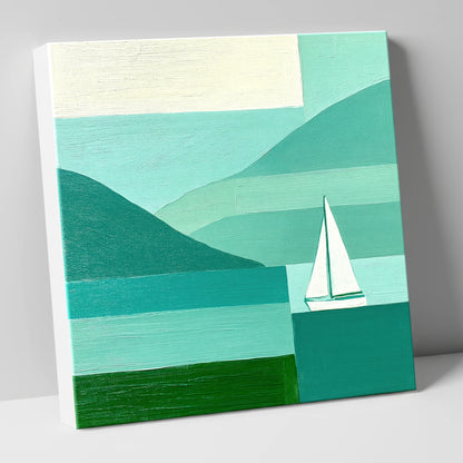 Geometric Lake District Sailboat lake district walking canvas wall art