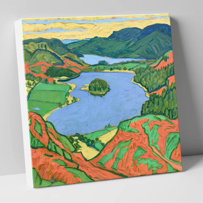 Vibrant Grasmere Over Red Bracken lake district lake canvas wall art