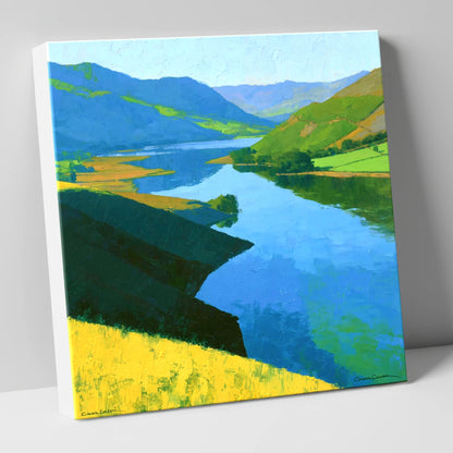 Cerulean Lake and Bright Summer Fells lake district lake canvas wall art