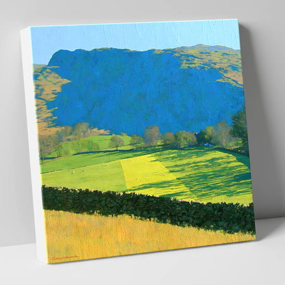 Sunlit Fields Below Troutbeck Tongue lake district fell canvas wall art