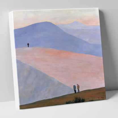 Hikers on Sweeping Pastel Fells lake district fell canvas wall art