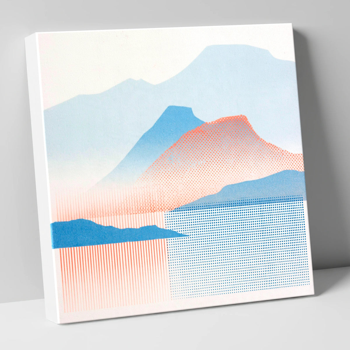 Catbells in Coral and Blue lake district fell canvas wall art